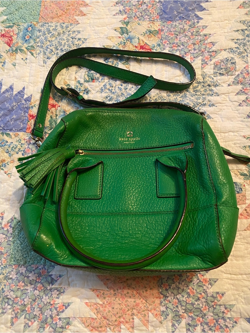 kate spade Green Pebbled Leather Shoulder & Top-Handle Bag